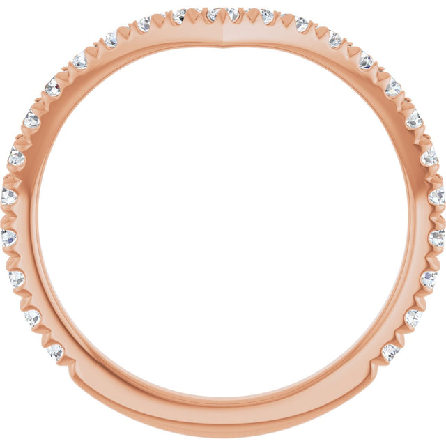 14K Gold Round Lab-Grown Diamond Accented Contour Band II - Rose Gold - view 2