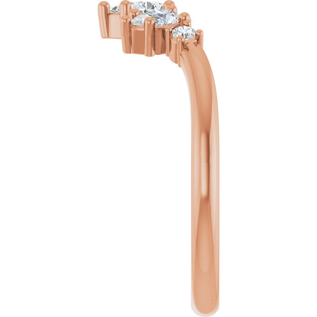 14K Gold Pear Natural Diamond Accented Contour Band – 4.5mm Stones - Rose Gold - view 4
