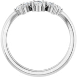 14K Gold Pear Natural Diamond Accented Contour Band – 4.5mm Stones - White Gold - view 2