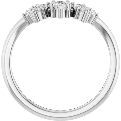 Platinum Pear Natural Diamond Accented Contour Band – 4.5mm Stones - view 2
