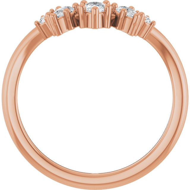 14K Gold Pear Natural Diamond Accented Contour Band – 4.5mm Stones - Rose Gold - view 2