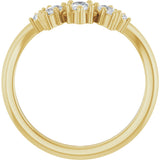 14K Gold Pear Natural Diamond Accented Contour Band – 4.5mm Stones - Yellow Gold - view 2