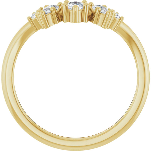 14K Gold Pear Natural Diamond Accented Contour Band – 4.5mm Stones - Yellow Gold - view 2