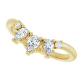 14K Gold Pear Natural Diamond Accented Contour Band – 4.5mm Stones - Yellow Gold - view 5