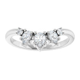 14K Gold Pear Natural Diamond Accented Contour Band – 4.5mm Stones - White Gold - view 3