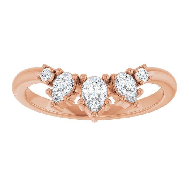 14K Gold Pear Lab-Grown Diamond Accented Contour Band – 4.5mm Stones - Rose Gold - view 3