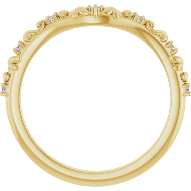 14K Gold Round Natural Diamond Contour Band VI - Yellow Gold - view 2