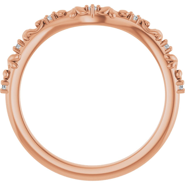 14K Gold Round Natural Diamond Contour Band VI - Rose Gold - view 2