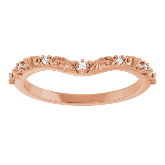 14K Gold Round Natural Diamond Contour Band VI - Rose Gold - view 3