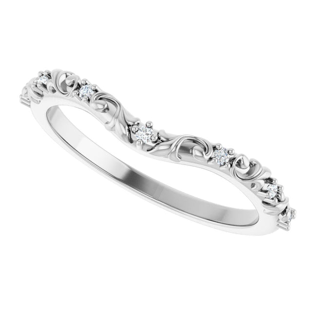 Platinum Round Natural Diamond Contour Band VII - view 5