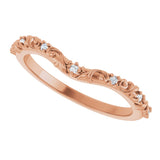 14K Gold Round Natural Diamond Contour Band VI - Rose Gold - view 5