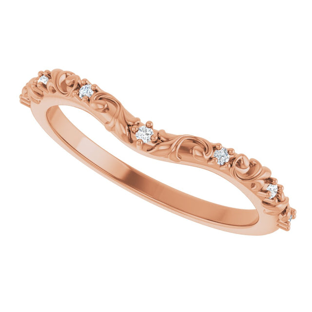 14K Gold Round Natural Diamond Contour Band VI - Rose Gold - view 5