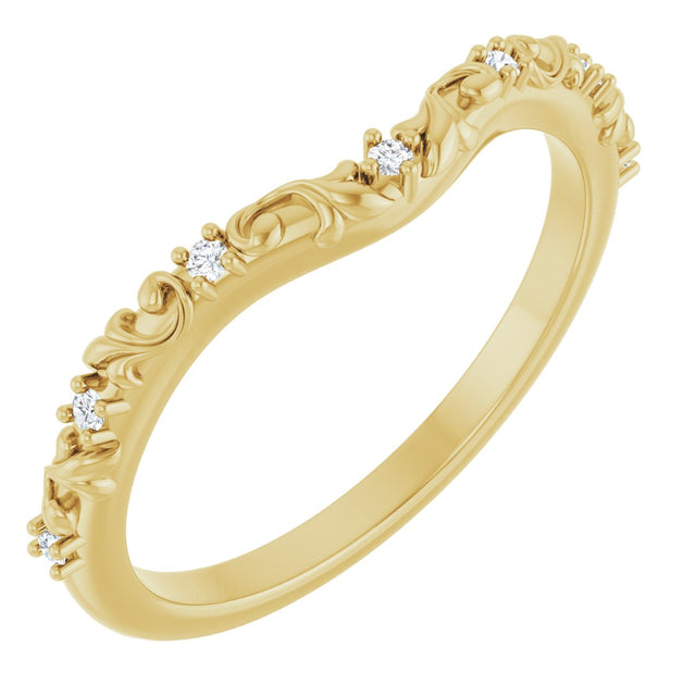 14K Gold Round Natural Diamond Contour Band VI - Yellow Gold