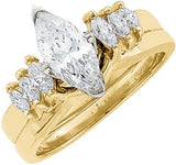 14K Gold Marquise Lab-Grown Diamond Wrap-Style Ring Enhancer – 4mm Stones - Yellow Gold - view 5