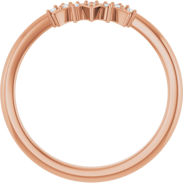 14K Gold Round Natural Diamond Contour Band VII - Rose Gold - view 2