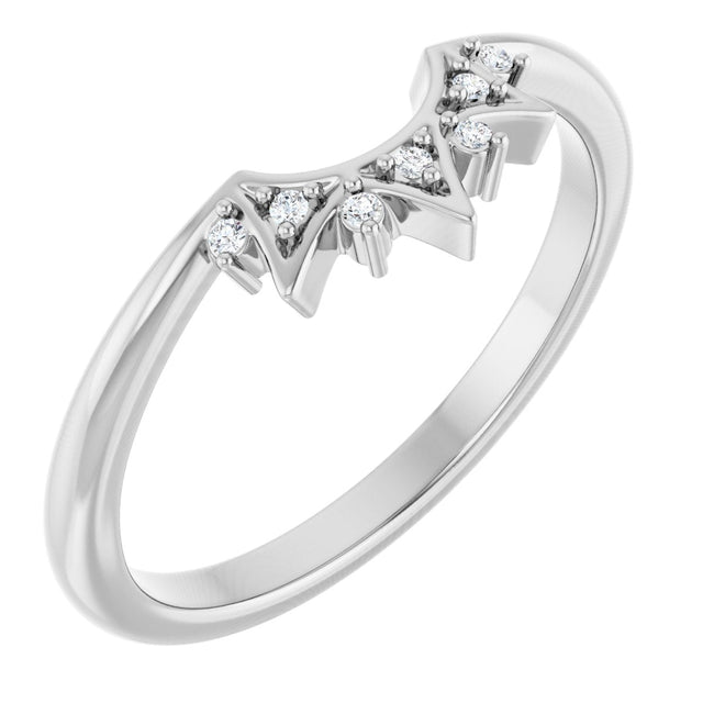 14K Gold Round Natural Diamond Contour Band VII - White Gold