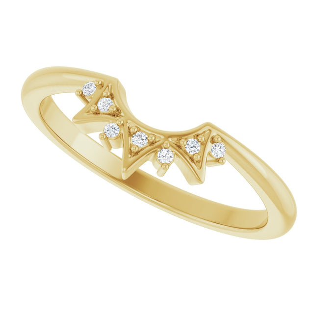 14K Gold Round Natural Diamond Contour Band VII - Yellow Gold - view 5