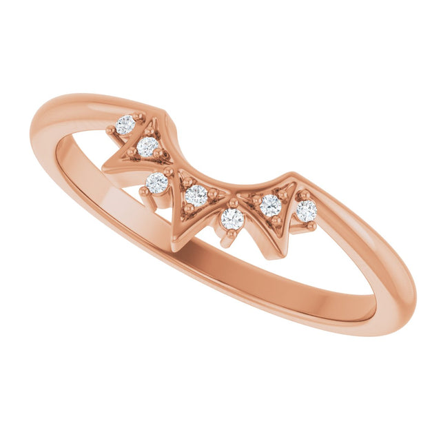 14K Gold Round Natural Diamond Contour Band VII - Rose Gold - view 5