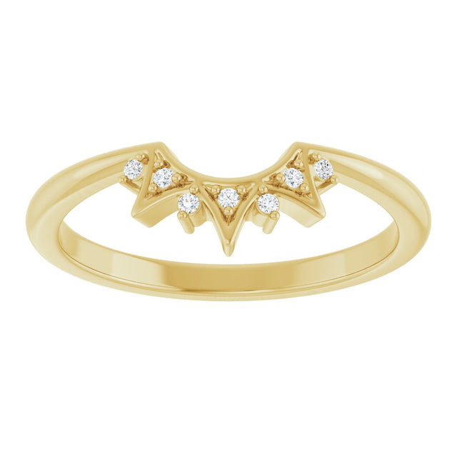 14K Gold Round Natural Diamond Contour Band VII - Yellow Gold - view 2