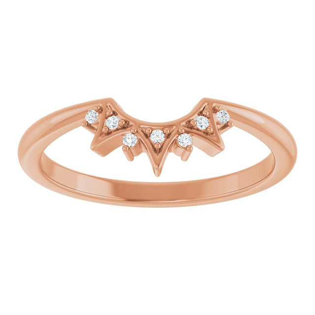 14K Gold Round Natural Diamond Contour Band VII - Rose Gold - view 4