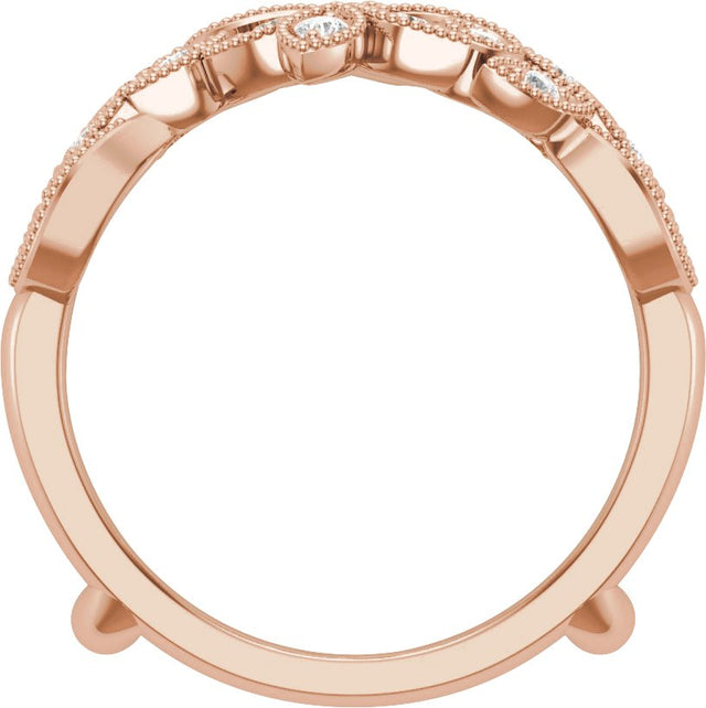14K Gold Round Natural Diamond Ring Guard No. 2 - Rose Gold - view 2