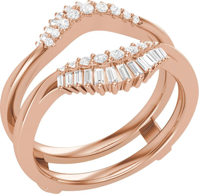14K Gold Straight Baguette Natural Diamond Ring Guard – 1.8x0.9mm - Rose Gold