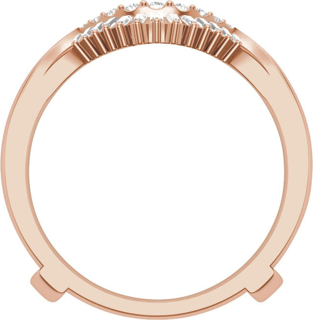 14K Gold Straight Baguette Natural Diamond Ring Guard – 1.8x0.9mm - Rose Gold - view 2