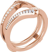 14K Gold Straight Baguette Natural Diamond Ring Guard – 2x1mm - Rose Gold