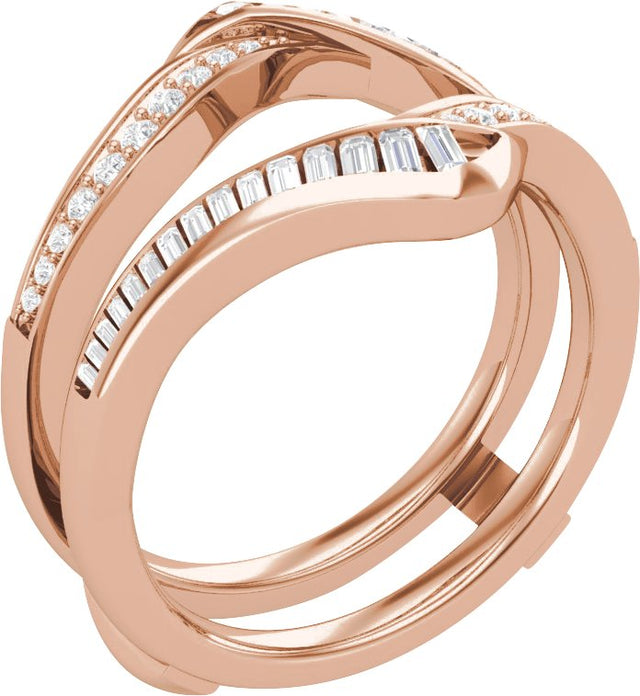14K Gold Straight Baguette Natural Diamond Ring Guard – 2x1mm - Rose Gold
