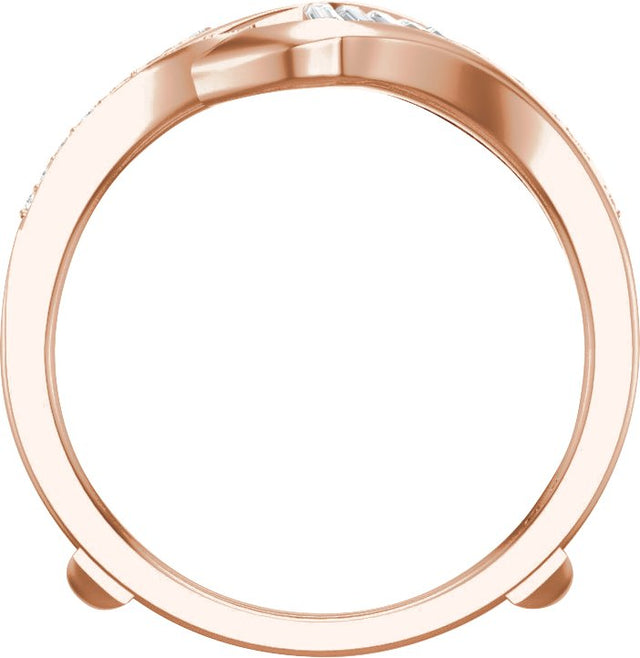 14K Gold Straight Baguette Natural Diamond Ring Guard – 2x1mm - Rose Gold - view 2
