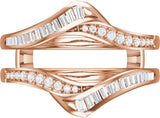 14K Gold Straight Baguette Natural Diamond Ring Guard – 2x1mm - Rose Gold - view 3