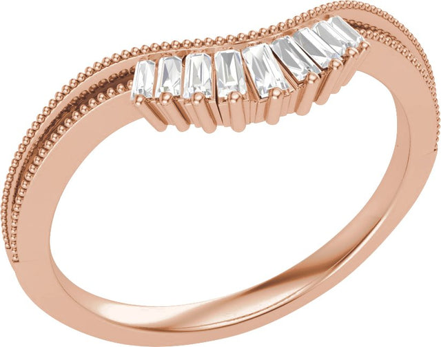 14K Gold Tapered Baguette Natural Diamond Contour Band – 1.2x1.1mm - Rose Gold