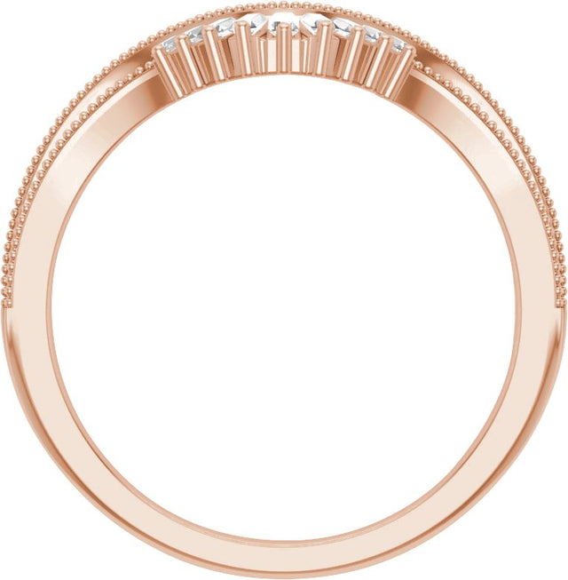 14K Gold Tapered Baguette Natural Diamond Contour Band – 1.2x1.1mm - Rose Gold - view 2