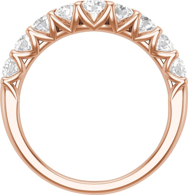 14K Gold Round Lab-Grown Diamond Accented Contour Band – 1 CTW - Rose Gold - view 2