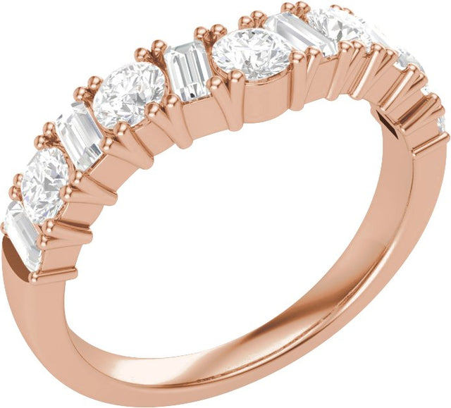 14K Gold Round Lab-Grown Diamond Contour Band – 1 CTW - Rose Gold