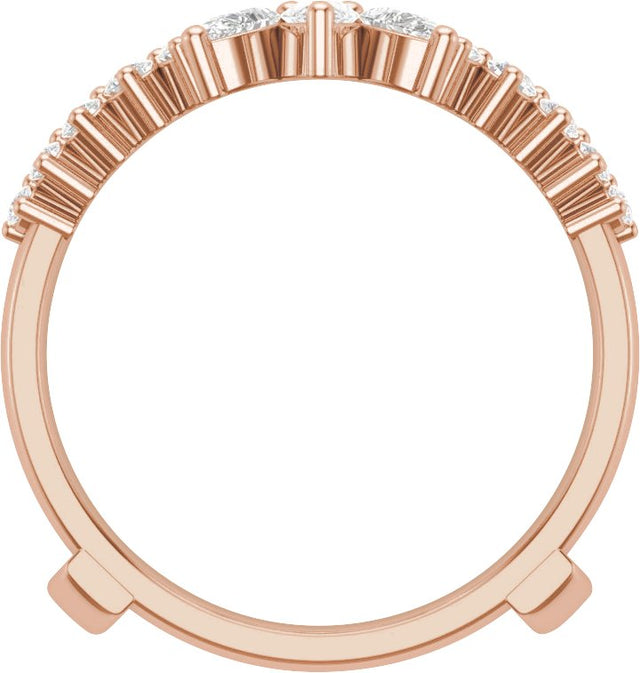 14K Gold Pear Lab-Grown Diamond Accented Ring Guard - Rose Gold - view 2