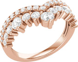 14K Gold Round Lab-Grown Diamond Contour Band – 3.1mm Stones - Rose Gold