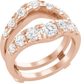 14K Gold Round Lab-Grown Diamond Ring Guard – 3.5mm Stones - Rose Gold