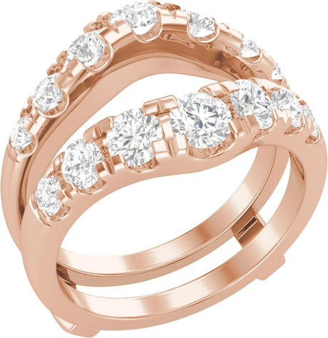 14K Gold Round Lab-Grown Diamond Ring Guard – 3.5mm Stones - Rose Gold