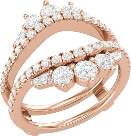 14K Gold Round Lab-Grown Diamond Ring Guard – 3.2mm Stones - Rose Gold