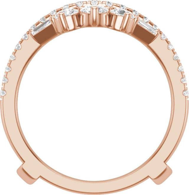 14K Gold Round Lab-Grown Diamond Ring Guard – 3.2mm Stones - Rose Gold - view 2