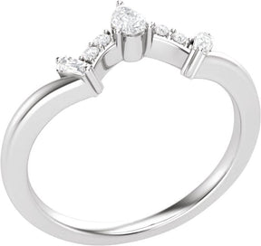 14K Gold Pear Natural Diamond Contour Band – 1/5 CTW - Rose Gold