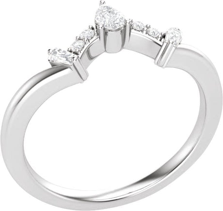 14K Gold Pear Natural Diamond Contour Band – 1/5 CTW - Rose Gold