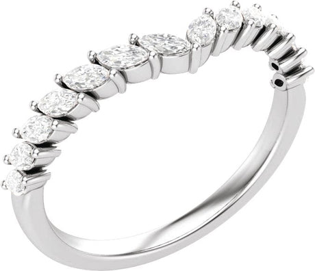 14K Gold Marquise Natural Diamond Contour Band – 3/8 CTW - White Gold