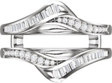 14K Gold Straight Baguette Natural Diamond Ring Guard – 2x1mm - White Gold - view 3