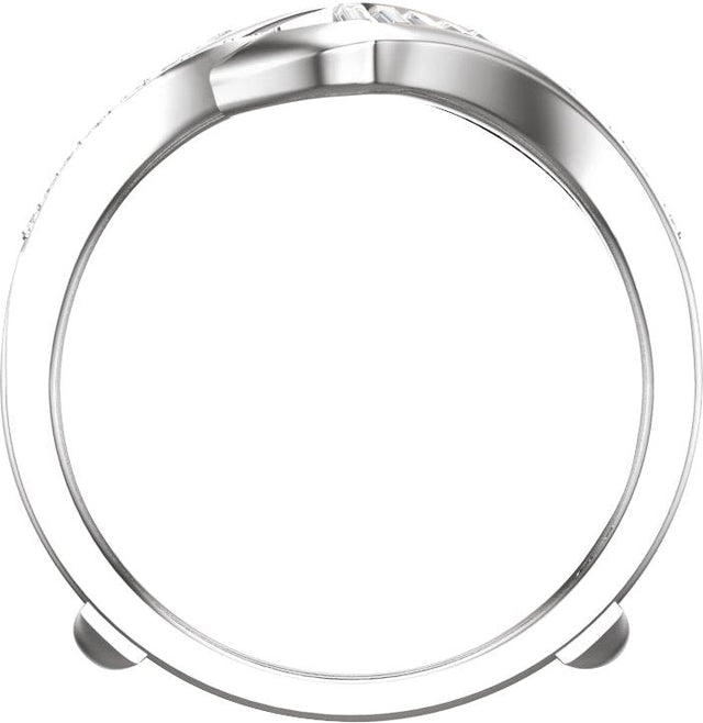 14K Gold Straight Baguette Natural Diamond Ring Guard – 2x1mm - White Gold - view 2