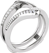 14K Gold Straight Baguette Natural Diamond Ring Guard – 2x1mm - White Gold
