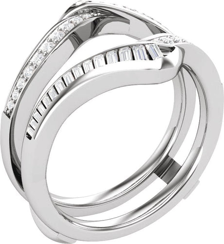 14K Gold Straight Baguette Natural Diamond Ring Guard – 2x1mm - White Gold