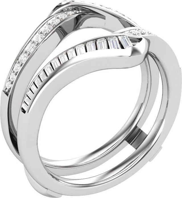 14K Gold Straight Baguette Natural Diamond Ring Guard – 2x1mm - White Gold