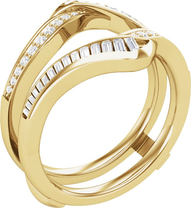 14K Gold Straight Baguette Natural Diamond Ring Guard – 2x1mm - Yellow Gold